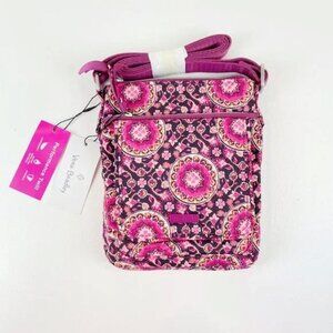 Vera Bradley RFID Mini Hipster Raspberry Medallion Performance Twill